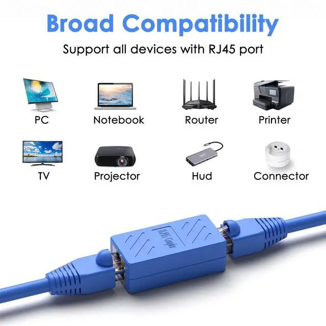 Alt view image 7 of 7 - Oneme Ethernet Cable Extender,RJ45 Coupler, Extender Connector - Ethernet Coupler Female to Female (Blue 10 Pack)