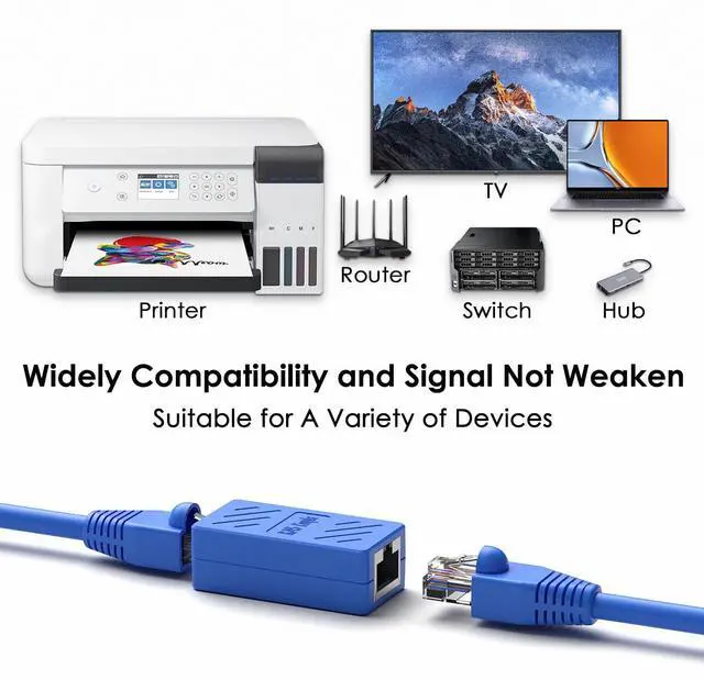 Alt view image 2 of 7 - Network Coupler, Ethernet Cable Extender Female to Female, Cat6 Inline Couplerin, Cat5 Connectors, for Cat7/Cat6/Cat5/Cat5e Ethernet Extension Cable (10 Pack Blue)