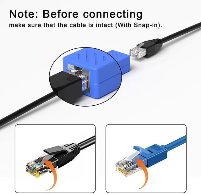 Alt view image 3 of 7 - Network Coupler, Ethernet Cable Extender Female to Female, Cat6 Inline Couplerin, Cat5 Connectors, for Cat7/Cat6/Cat5/Cat5e Ethernet Extension Cable (10 Pack Blue)