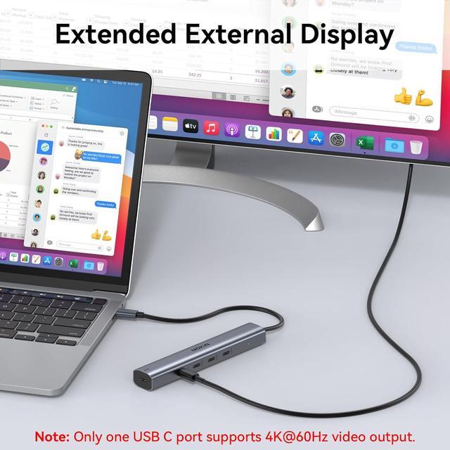 Alt view image 3 of 7 - USB C Hub 10Gbps,MOKiN USB C Splitter with 4K@60Hz Video Output,100W PD Charging,Data Transfer,USB4 Multiport Dongle for MacBook Pro,iPad Pro and Type-C Devices