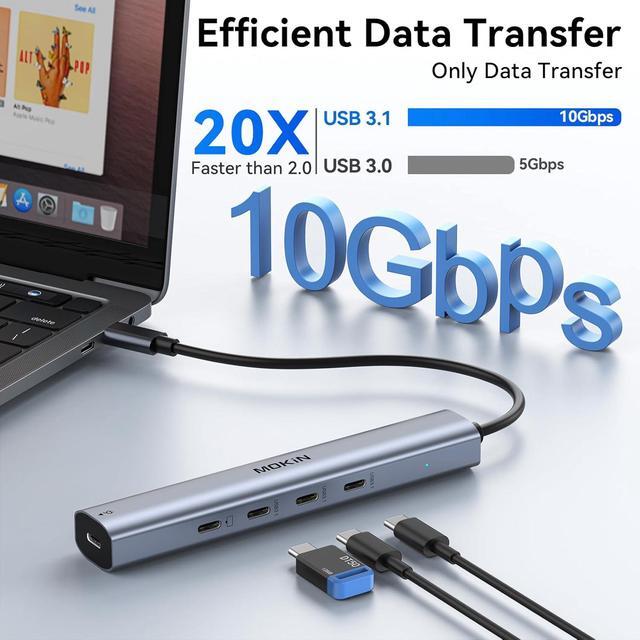 Alt view image 4 of 7 - USB C Hub 10Gbps,MOKiN USB C Splitter with 4K@60Hz Video Output,100W PD Charging,Data Transfer,USB4 Multiport Dongle for MacBook Pro,iPad Pro and Type-C Devices