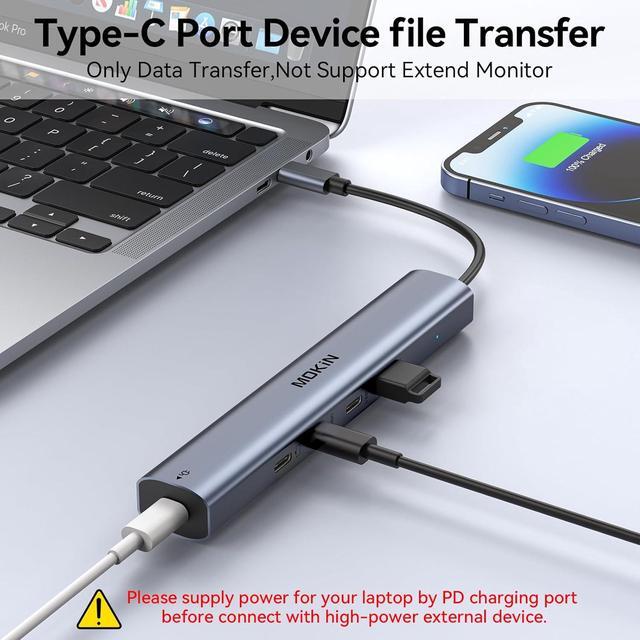 Alt view image 5 of 7 - USB C Hub 10Gbps,MOKiN USB C Splitter with 4K@60Hz Video Output,100W PD Charging,Data Transfer,USB4 Multiport Dongle for MacBook Pro,iPad Pro and Type-C Devices