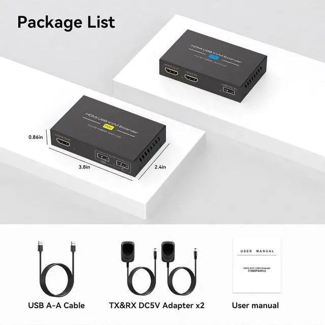 Alt view image 7 of 7 - HDMI KVM USB Extender Over Cat5e/6/7 Ethernet 1080P Up to 394ft/120m with Loop Out HDMI and USB Extender for Remote Control of Monitor and Keyboard Mouse