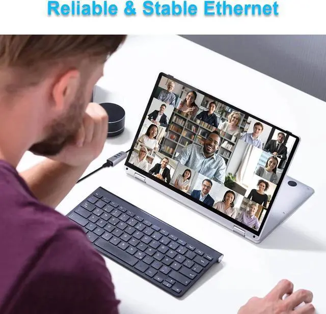 Alt view image 4 of 6 - USB 3.0 Hub Ethernet, Aluminum USB C to Ethernet Adapter, 3 Port USB C Hub for Laptop, RJ45 LAN Adapter for 24 inch iMac 2021, New MacBook Pro/Air, Chromebook, Pixelbook, Surface, Yoga, XPS