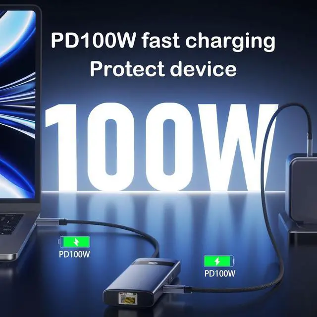 Alt view image 5 of 7 - KAGO USB C to Ethernet HDMI Adapter,8 in 1 Docking Station Hub,USB-A 2.0/3.0,Type-C Data Ports,4K@30Hz HDMI,100W PD,SD/TF Card Reader,100M RJ45 for MacBook Pro/Air,iPad Pro,iPhone 15/Pro Max