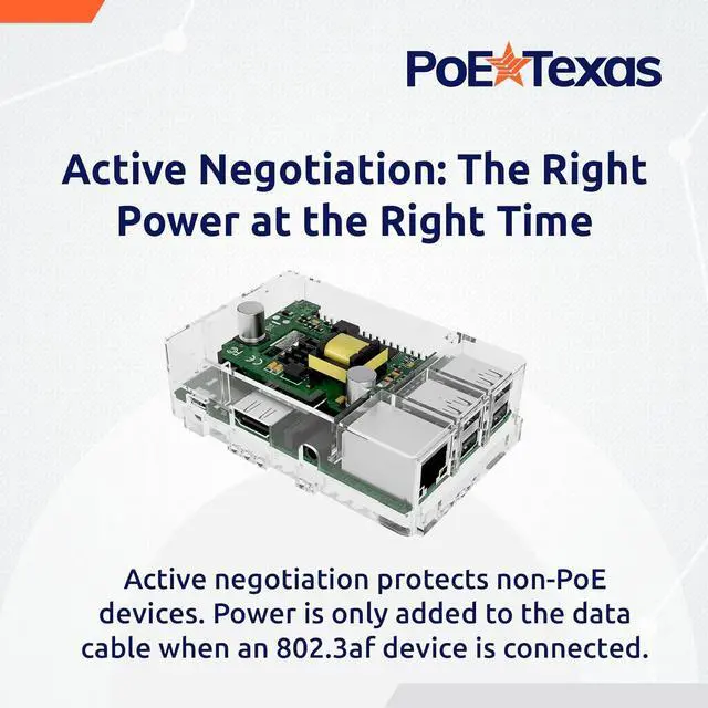 Alt view image 5 of 6 - PoE Texas Raspberry Pi PoE Hat - Power Over Ethernet PiHat Fits Raspberry Pi 3 B+ and Pi 4 - Slim, Sleek, Compact, Heat Sink, Fanless - Works with Active 802.3af PoE Network Switch or 48v PoE Injector