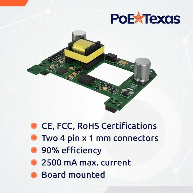 Alt view image 6 of 6 - PoE Texas Raspberry Pi PoE Hat - Power Over Ethernet PiHat Fits Raspberry Pi 3 B+ and Pi 4 - Slim, Sleek, Compact, Heat Sink, Fanless - Works with Active 802.3af PoE Network Switch or 48v PoE Injector