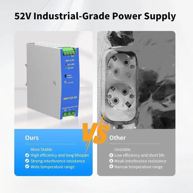 Alt view image 4 of 7 - Industrial 8-Port Full Gigabit POE+ Switch with Industrial DIN-Rail Power Supply, 2 Gigabit Uplink Port, Total 120W Budget, DIN-Rail POE Switch for IP Cameras, VoIP Phones, Wireless APs