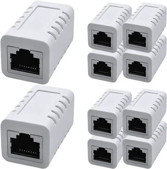 Main image of RJ45 Coupler Ethernet Cable Extender Female to Female Connector Cat7 Cat6 Cat5e Cat5 LAN in Line Newwork Patch Cord Extension Adapter (White 10-Pack)