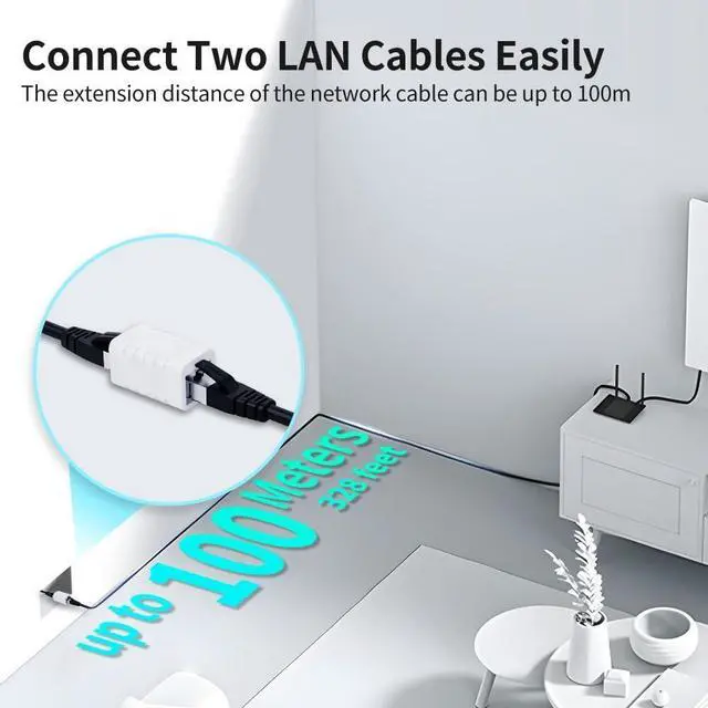 Alt view image 2 of 7 - RJ45 Coupler Ethernet Cable Extender Female to Female Connector Cat7 Cat6 Cat5e Cat5 LAN in Line Newwork Patch Cord Extension Adapter (White 10-Pack)