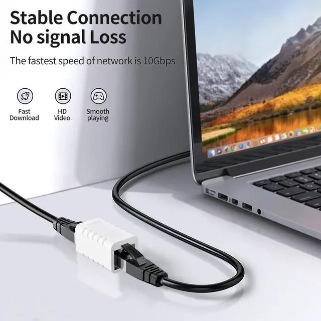 Alt view image 3 of 7 - RJ45 Coupler Ethernet Cable Extender Female to Female Connector Cat7 Cat6 Cat5e Cat5 LAN in Line Newwork Patch Cord Extension Adapter (White 10-Pack)