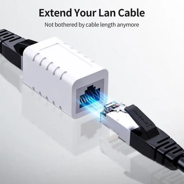 Alt view image 7 of 7 - RJ45 Coupler Ethernet Cable Extender Female to Female Connector Cat7 Cat6 Cat5e Cat5 LAN in Line Newwork Patch Cord Extension Adapter (White 10-Pack)