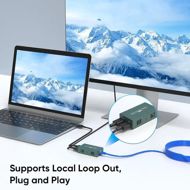 Alt view image 4 of 7 - HDMI KVM Extender Over Cat6/7 Up to 50M(165ft), 1080P KVM Extender Over Ethernet with Loop Out FunctionHDMI Transmitter Receiver Support Keyboard Mouse, POC Function Single Power Supply