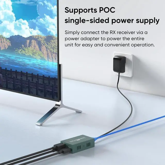 Alt view image 5 of 7 - HDMI KVM Extender Over Cat6/7 Up to 50M(165ft), 1080P KVM Extender Over Ethernet with Loop Out FunctionHDMI Transmitter Receiver Support Keyboard Mouse, POC Function Single Power Supply