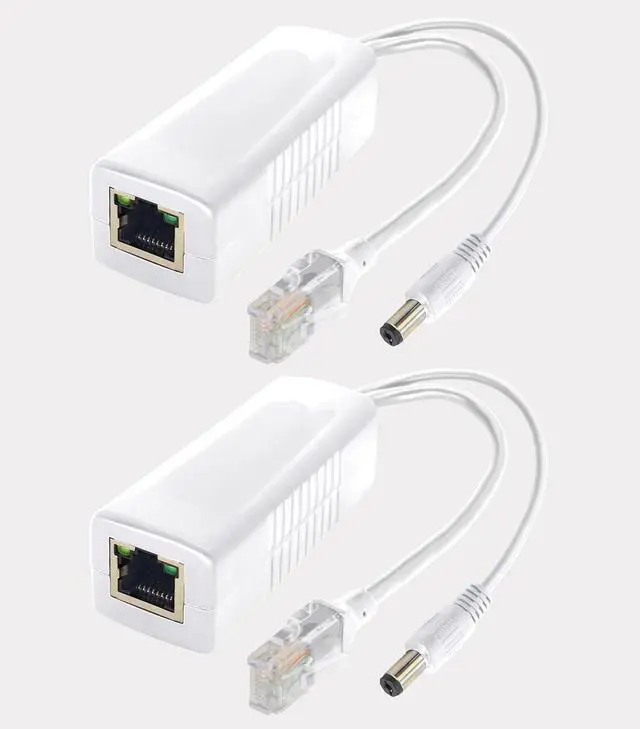 Main image of Gigabit PoE Splitter 12V DC 5.5x2.1mm, 48V to DC 12V/2A Output, 1000Mbps, IEEE802.3af/at, PoE Adapter Active for IP Camera, AP and Other DC Power Supply Devices, 2 Pack (12V 2A DC Plug 5.5x2.1mm DC)