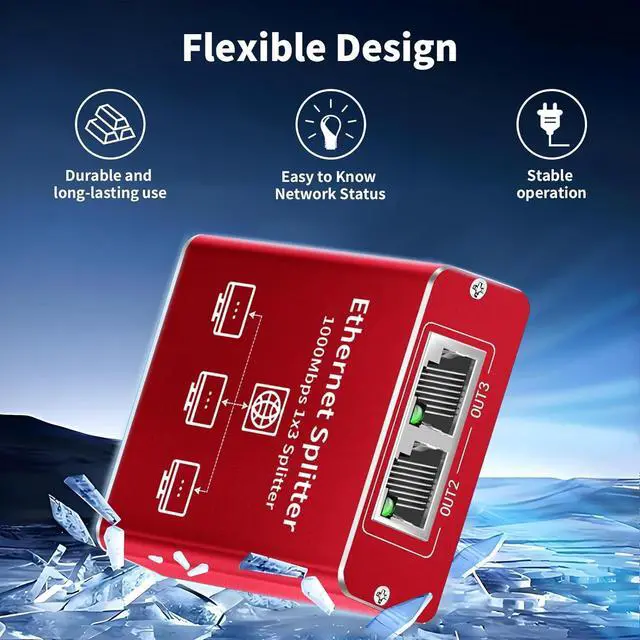 Alt view image 2 of 7 - Ethernet Splitter 1 to 3 High Speed 1000Mbps, Gigabit Ethernet Splitter, LAN Splitter Dual LAN RJ45 Port Router Switch for Cat5/5e/6/7/8 Cable, IEEE 802.3 Compliant Plug and Play