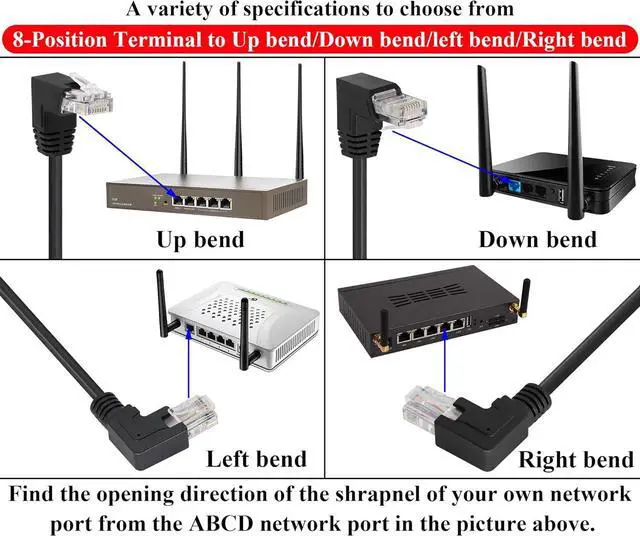 Alt view image 6 of 7 - zdyCGTime RJ45 Screw Terminal Adapter Cable,90 Degree (Up Bend) RJ45 Male to 8-Pin Screw Block Terminal Connector extender For Cat5/6/7 Ethernet Extender AV CCTV DVR Network Adapter.(2Pack/30cm-UP)