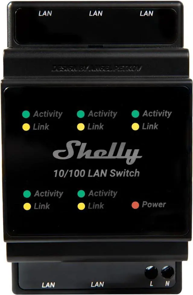 Alt view image 2 of 7 - Shelly LAN Switch | 5 Port RJ45 10/100 Mbps Fast Ethernet Switch | DIN-Mountable | Fanless | Plug & Play | Energy-Saving | Easy Installation & Configuration | No Additional Adapter Required