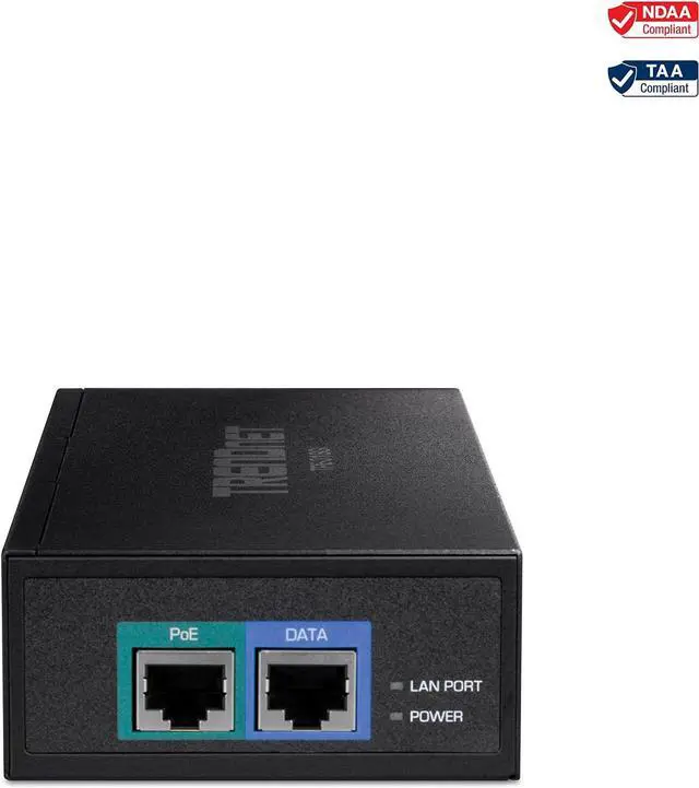 Alt view image 3 of 7 - TRENDnet 10G PoE++ Injector, Supplies PoE (15.4W), PoE+ (30W), or PoE++ (90W), Converts a Non-PoE Port to A PoE ++ 10G Port, Metal Housing, Black, TPE-319GI