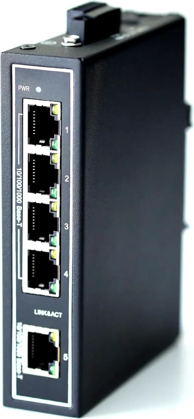 Main image of WIWAV WDH-5GT-DC 10/100/1000Mbps Gigabit Unmanaged 5-Port Industrial Ethernet Switches with DIN Rail/Wall-Mount (UL Listed,Fanless,-30~75)