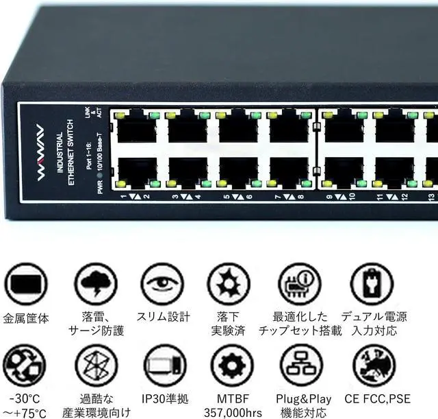Alt view image 3 of 7 - WIWAV WDH-5ET-POE 10/100Mbps Unmanaged 5-Port PoE Industrial Ethernet Switches with DIN Rail/Wall-Mount (UL Listed,Fanless,-30~75)