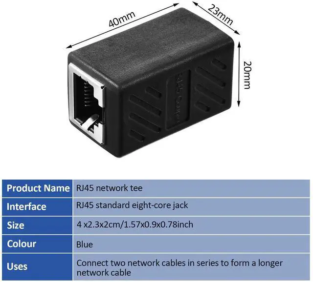 Alt view image 3 of 7 - Frienda RJ45 Coupler, Ethernet Extension Adapter Network Connector for Cat7/Cat6/Cat5e/Cat5 Ethernet Network Cable Coupler Female to Female (15, Black)