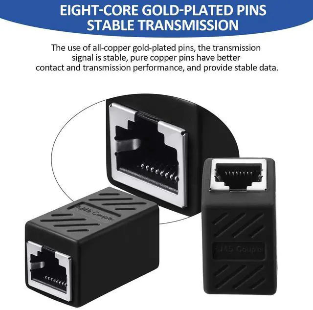 Alt view image 4 of 7 - Frienda RJ45 Coupler, Ethernet Extension Adapter Network Connector for Cat7/Cat6/Cat5e/Cat5 Ethernet Network Cable Coupler Female to Female (15, Black)