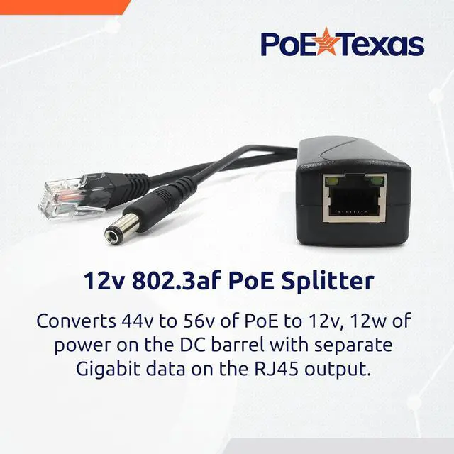 Alt view image 2 of 6 - PoE Texas IEEE 802.3af 12v Splitter - Power Over Ethernet Single PoE Splitter 12v 12w Gigabit Data - Active Opto-Isolated Protection for 12 Volt DC Powered Devices, IP Camera, Foscam, Arduino