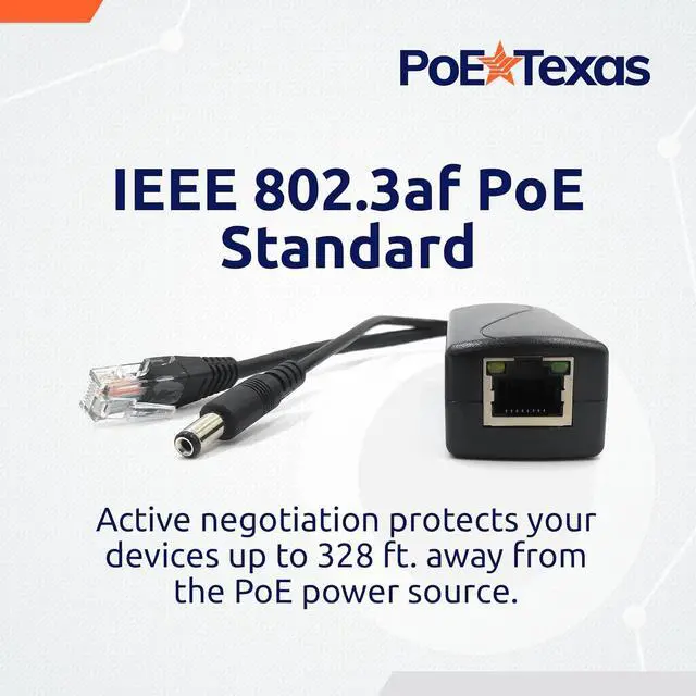 Alt view image 6 of 6 - PoE Texas IEEE 802.3af 12v Splitter - Power Over Ethernet Single PoE Splitter 12v 12w Gigabit Data - Active Opto-Isolated Protection for 12 Volt DC Powered Devices, IP Camera, Foscam, Arduino
