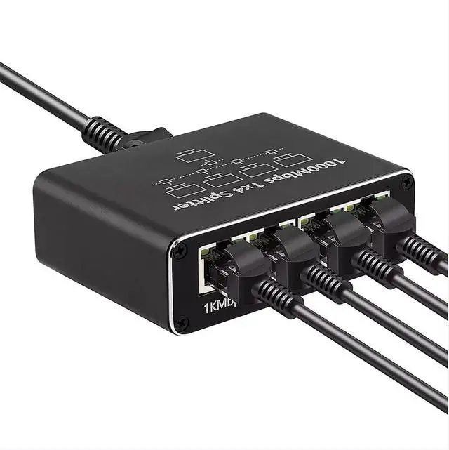 Main image of Gigabit Ethernet Splitter - 1 to 4 Network Splitter with USB Power Cable, RJ45 Internet Adapter 1000Mbps High Speed for Cat 5/5e/6/7/8 Cable [4 Devices Networked Simultaneously]