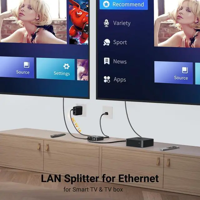 Alt view image 6 of 7 - Ethernet Splitter 1 to 2 Ethernet Cable Splitter Internet Switch 2 Port Network Gigabit LAN RJ45 1000Mbps 1 in 2 Out Compatible with Cat 8 7 6 5 5e, Router PC Laptop Printer PS5 PS4 TV Box