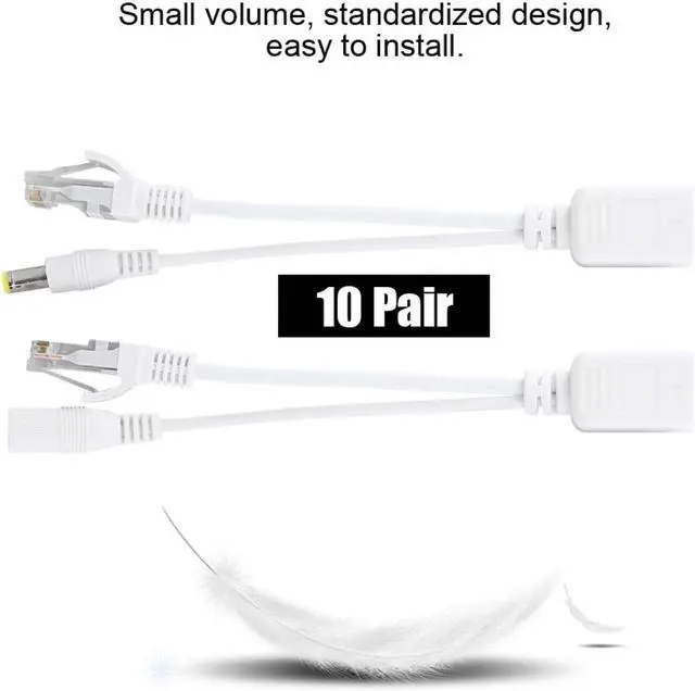 Alt view image 3 of 7 - Sonew IP Camera POE RJ45 Cable Power Over Ethernet Adapter Injector + Splitter 12 V 10 Pair