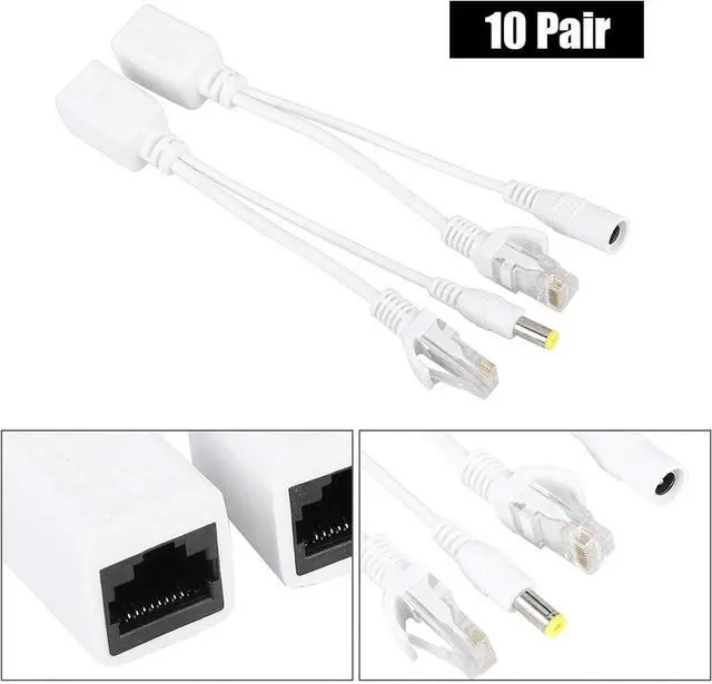 Alt view image 7 of 7 - Sonew IP Camera POE RJ45 Cable Power Over Ethernet Adapter Injector + Splitter 12 V 10 Pair