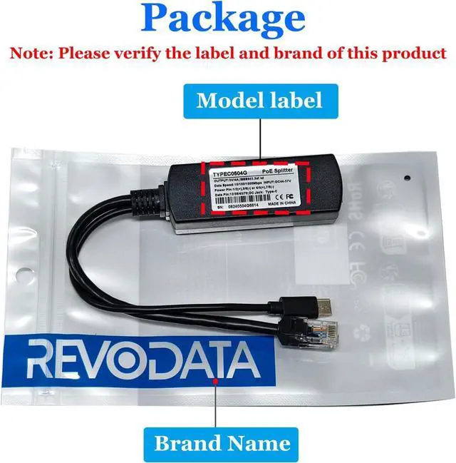 Alt view image 2 of 7 - 2.5G Type C PoE Splitter 5V/4A, 48V PoE to USB-C 5V/4A 20W Output, 2.5Gbps Ethernet Comply IEEE802.3af/at, Plug and Play for Smart Home/Pi 4B/4B+ (TYPEC0504G)