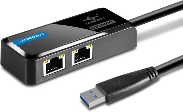 Alt view image 2 of 4 - Vantec USB 3.0 to Dual Gigabit Ethernet Network Adapter (CB-U320GNA),Black