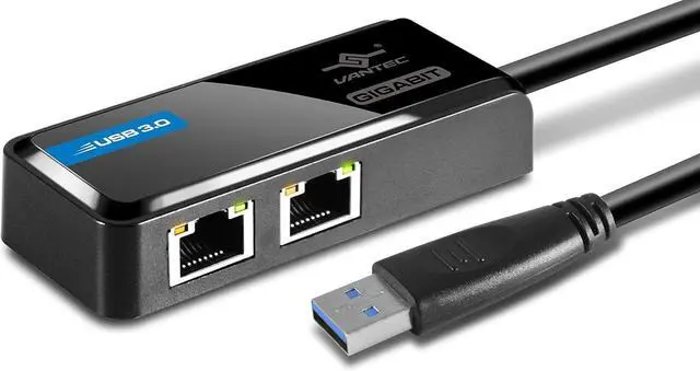 Alt view image 4 of 4 - Vantec USB 3.0 to Dual Gigabit Ethernet Network Adapter (CB-U320GNA),Black