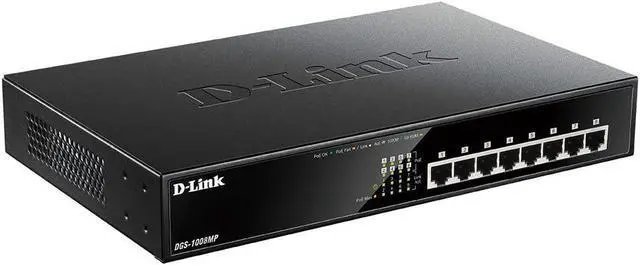 Alt view image 2 of 3 - D-Link DGS-1008MP 8-Port Gigabit Unmanaged Metal Desktop Switch with 8 PoE+ Port - Up to 30 W per Port with 125 W PoE Budget