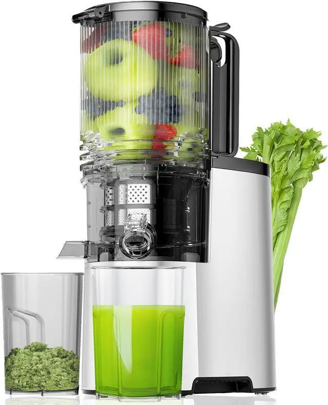 Main image of Cold Press Juicer, 5.8" Wide Feed Chute Juice Extractor Machine with 400W, High Juice Yield, Slow Masticating Juicer for Whole Vegetables & Fruits, Metallic Silver