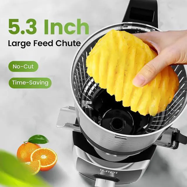 Alt view image 2 of 7 - Cold Press Juicer Machines, 5.3" Large Feed Chute Slow Masticating Juicer, 99% Juice Yield, Ultra Quiet, Easy Clean, BPA Free  Ideal Self-Feeding Juicer for Whole Fruits & Vegetables (Black)