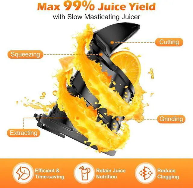 Alt view image 3 of 7 - Juicer Machines with 5.8" Large Feed Chute, Cold Press Juicer For Whole Vegetables and Fruits, 400W Professional Slow Masticating juicer Easy to Clean for Batch Juicing (Titanium Gray)