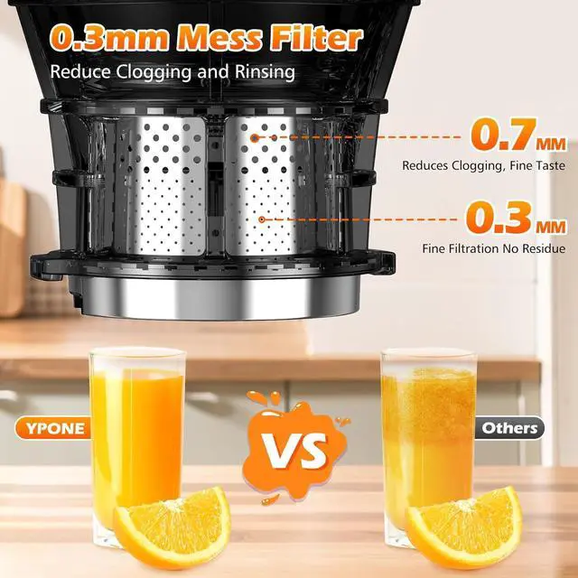 Alt view image 4 of 7 - Juicer Machines with 5.8" Large Feed Chute, Cold Press Juicer For Whole Vegetables and Fruits, 400W Professional Slow Masticating juicer Easy to Clean for Batch Juicing (Titanium Gray)