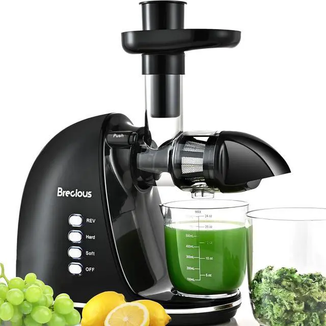 Main image of Slow Masticating Juicer,Brecious Cold Press Juicers with 2 Speed Modes & Quiet Motor,Juicers Machines Vegetable and Fruit with Reverse Function,Celery Juicer,BPA-Free,Easy to Clean (Black)