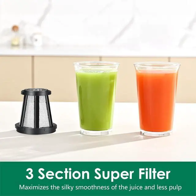 Alt view image 7 of 7 - Slow Masticating Juicer,Brecious Cold Press Juicers with 2 Speed Modes & Quiet Motor,Juicers Machines Vegetable and Fruit with Reverse Function,Celery Juicer,BPA-Free,Easy to Clean (Black)