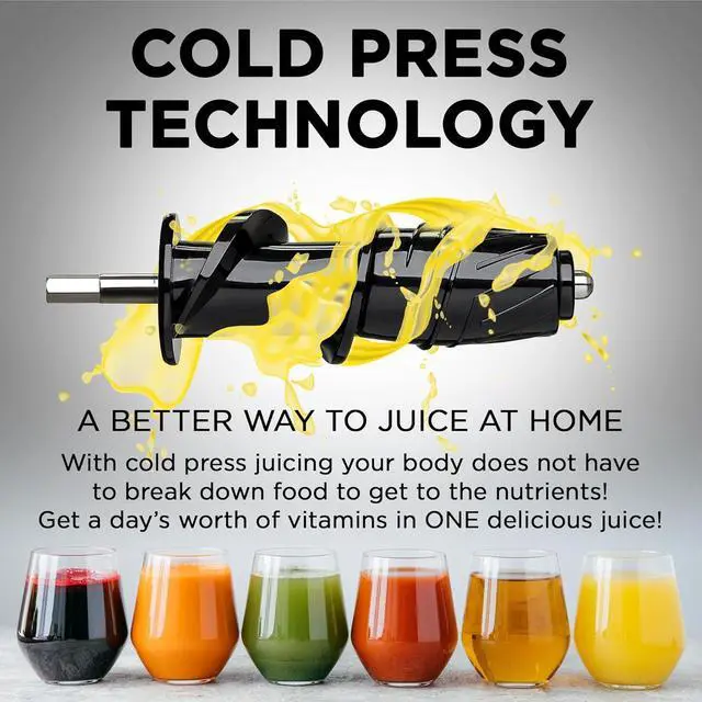 Alt view image 2 of 6 - Cold Press Juicer Machine | 3 Inch Wide Chute | High Nutrition & Juice Yield | 3 Juicer Modes | Easy to Clean | Slow Masticating Juicer for Vegetables and Fruits [Black]