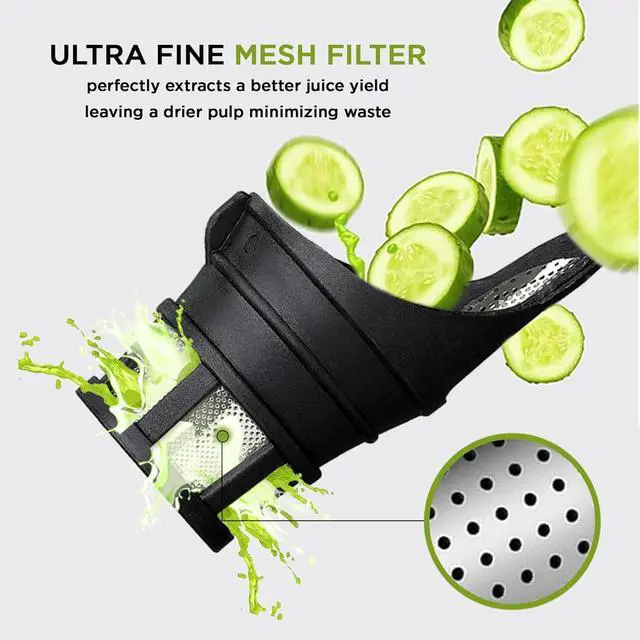 Alt view image 4 of 6 - Cold Press Juicer Machine | 3 Inch Wide Chute | High Nutrition & Juice Yield | 3 Juicer Modes | Easy to Clean | Slow Masticating Juicer for Vegetables and Fruits [Black]