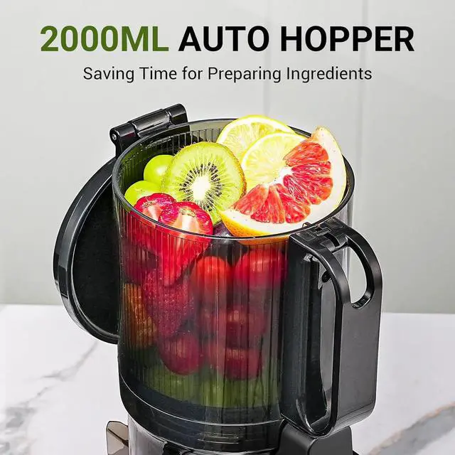 Alt view image 3 of 7 - AMZCHEF Juicer Machines, 5.8" Extra Self-Feeding Cold Press Juicer for Whole Vegetable & Fruit, Juice Extractor Machine with Large Auger & Triple Strainers, Easy to Clean, High Juice Yield, Black