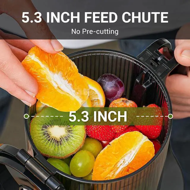 Alt view image 2 of 7 - AMZCHEF Juicer Machines, 5.8" Extra Self-Feeding Cold Press Juicer for Whole Vegetable & Fruit, Juice Extractor Machine with Large Auger & Triple Strainers, Easy to Clean, High Juice Yield, Black