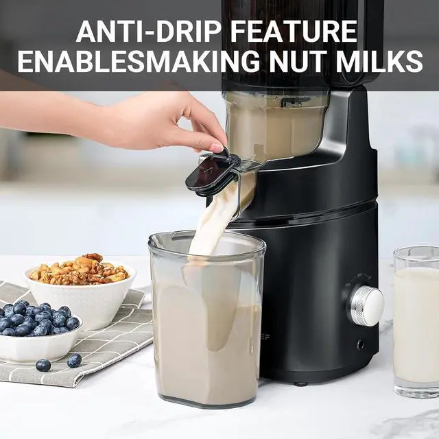 Alt view image 6 of 7 - AMZCHEF Juicer Machines, 5.8" Extra Self-Feeding Cold Press Juicer for Whole Vegetable & Fruit, Juice Extractor Machine with Large Auger & Triple Strainers, Easy to Clean, High Juice Yield, Black