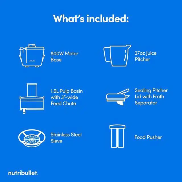 Alt view image 7 of 7 - NutriBullet Juicer Pro Centrifugal Juicer Machine for Fruit, Vegetables, and Food Prep, 27 Ounces/1.5 Liters, 1000 Watts, Silver, NBJ50200
