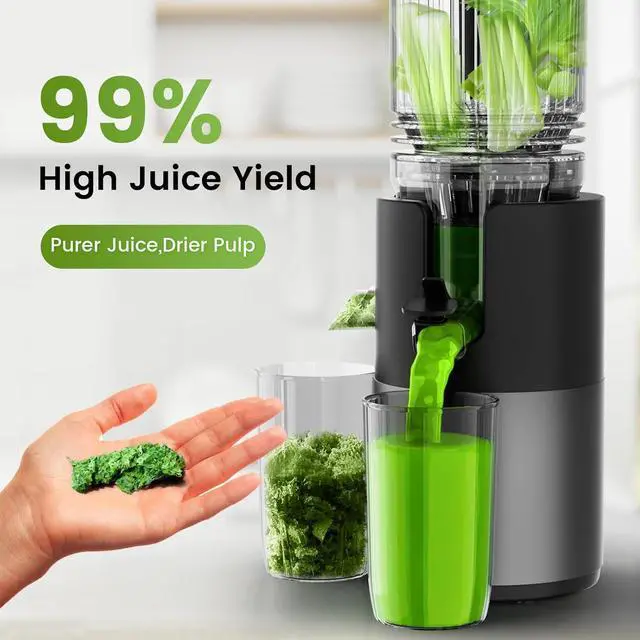 Alt view image 6 of 7 - Cold Press Juicer Machines, High Nutrient Retention, 99% Juice Yield, 5.3" Wide Feed Chute for Whole Fruits & Vegetables, Quiet Slow Masticating Juicer, BPA-Free, Easy to Clean